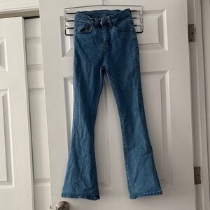 SHEIN Petite  Classic Blue Flare Jeans